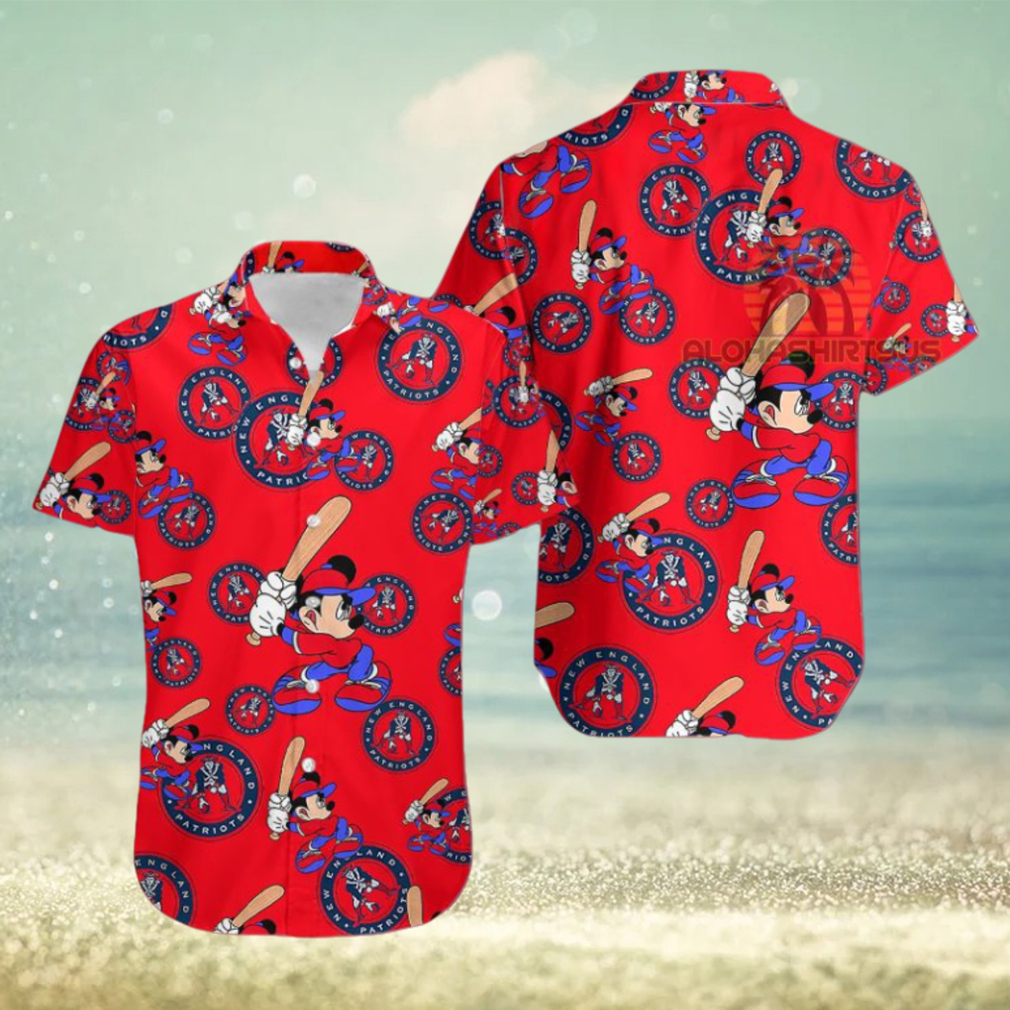 Mickey Mouse Baseball New England Patriots Red Western Hawaiian Shirt Mickey Mouse Baseball New England Patriots Red Western Hawaiian Shirt