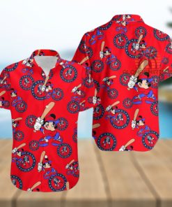 Mickey Mouse Baseball New England Patriots Red Western Hawaiian Shirt