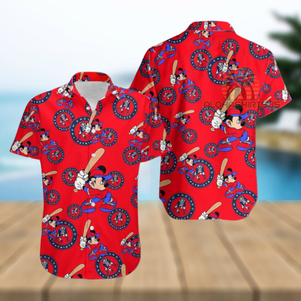 Mickey Mouse Baseball New England Patriots Red Western Hawaiian Shirt Mickey Mouse Baseball New England Patriots Red Western Hawaiian Shirt