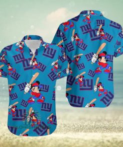 Mickey Mouse Baseball New York Giants Sapphire Hawaiian Camp Shirt