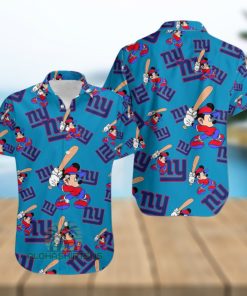 Mickey Mouse Baseball New York Giants Sapphire Hawaiian Camp Shirt