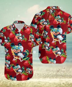 Mickey Mouse Beach Strawberry Maroon Mens Tall Hawaiian Shirts