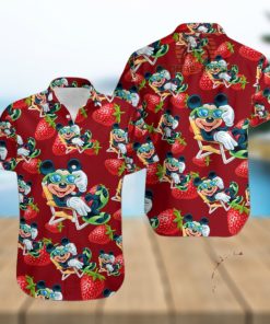 Mickey Mouse Beach Strawberry Maroon Mens Tall Hawaiian Shirts