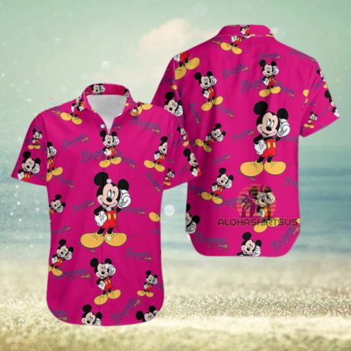 Mickey Mouse Call Phone Atlanta Braves Heliconia High Quality Hawaiian Shirts
