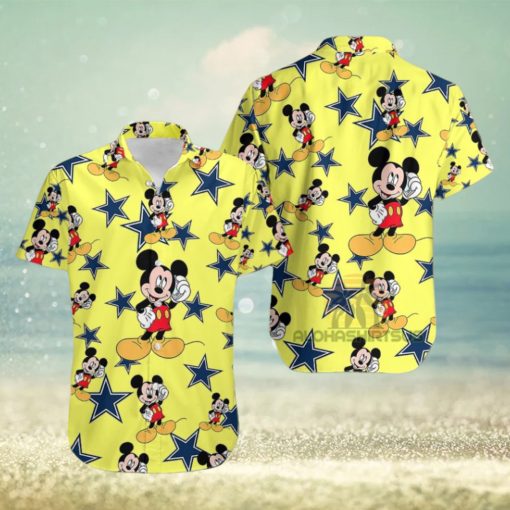 Mickey Mouse Call Phone Dallas Cowboys Yellow Famous Hawaiian Shirts