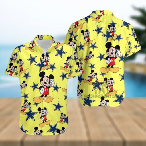 Mickey Mouse Call Phone Dallas Cowboys Yellow Famous Hawaiian Shirts