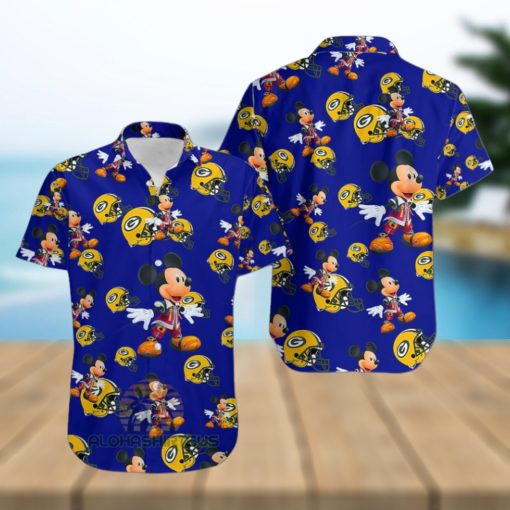 Mickey Mouse Character Green Bay Packers Nfl Navy Authentic Hawaiian Shirts