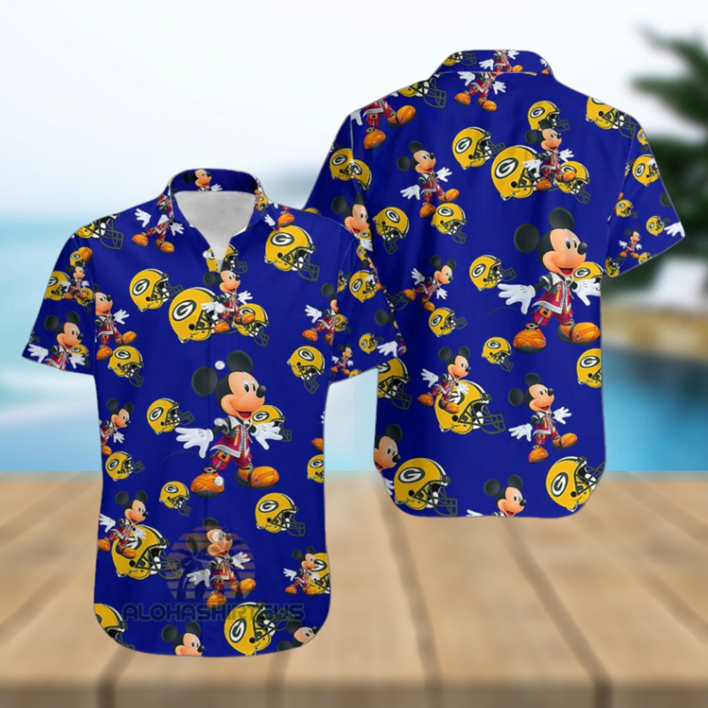 Mickey Mouse Character Green Bay Packers Nfl Navy Authentic Hawaiian Shirts Mickey Mouse Character Green Bay Packers Nfl Navy Authentic Hawaiian Shirts