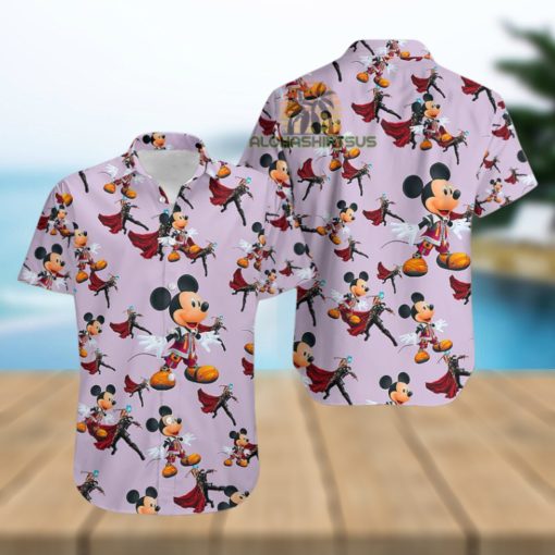 Mickey Mouse Character Marvel Thor With Hammer Tropical Print Hawaiian Shirt