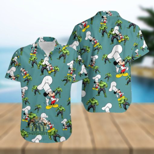 Mickey Mouse Chef Avengers Hulk Mens Cotton Hawaiian Shirts