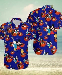 Mickey Mouse Electric Guitar Baltimore Orioles Navy 5Xl Hawaiian Shirts