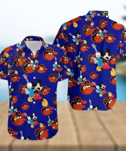 Mickey Mouse Electric Guitar Baltimore Orioles Navy 5Xl Hawaiian Shirts