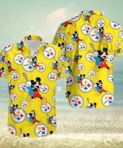 Mickey Mouse Electric Guitar Pittsburgh Steelers Yellow One Piece Hawaiian Shirt