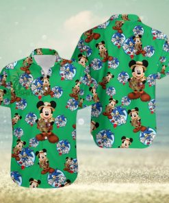 Mickey Mouse Explorer Segasonic The Hedgehog Irish Green Vintage Aloha Hawaiian Shirt