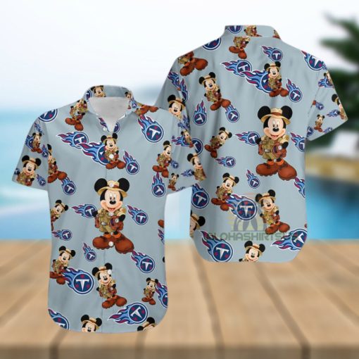 Mickey Mouse Explorer Tennessee Titans Grey Tropical Hawaiian Shirt