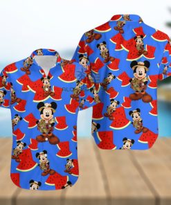 Mickey Mouse Explorer Watermelon Royal Blue Awesome Hawaiian Shirts