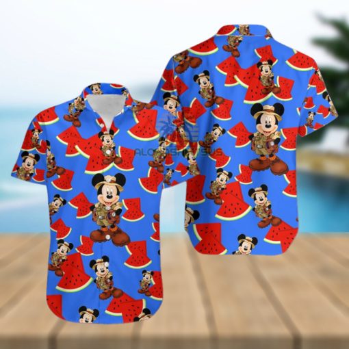 Mickey Mouse Explorer Watermelon Royal Blue Awesome Hawaiian Shirts