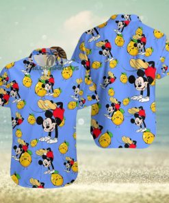 Mickey Mouse Hip Hop Lemon Blue Western Hawaiian Shirt