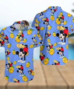 Mickey Mouse Hip Hop Lemon Blue Western Hawaiian Shirt