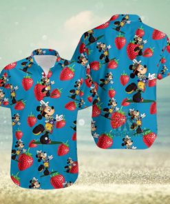 Mickey Mouse Hula Strawberry Sapphire Slim Fit Hawaiian Shirt