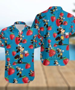 Mickey Mouse Hula Strawberry Sapphire Slim Fit Hawaiian Shirt