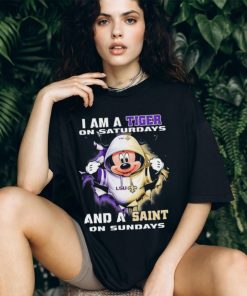 Mickey Mouse I Am A LSU Tigers On Saturdays And A Saint On Sundays Shirt