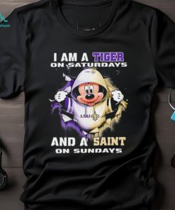 Mickey Mouse I Am A LSU Tigers On Saturdays And A Saint On Sundays Shirt