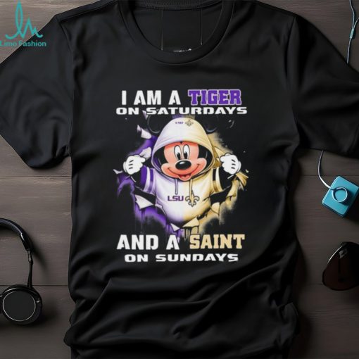 Mickey Mouse I Am A LSU Tigers On Saturdays And A Saint On Sundays Shirt