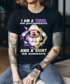 Mickey Mouse I Am A LSU Tigers On Saturdays And A Saint On Sundays Shirt