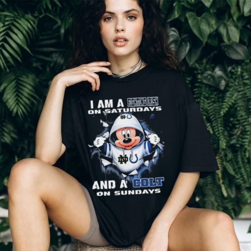 Mickey Mouse I Am A Notre Dame Fighting Irish On Saturdays And A Colt On Sundays Shirt
