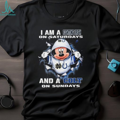 Mickey Mouse I Am A Notre Dame Fighting Irish On Saturdays And A Colt On Sundays Shirt