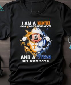 Mickey Mouse I Am A Tennessee Volunteers On Saturdays And A Titan On Sundays Shirt