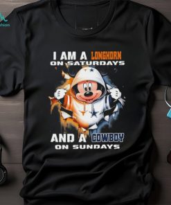 Mickey Mouse I Am A Texas Longhorns On Saturdays And A Cowboy On Sundays Shirt