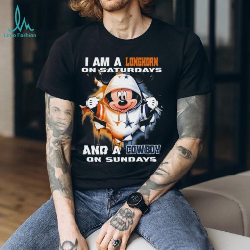 Mickey Mouse I Am A Texas Longhorns On Saturdays And A Cowboy On Sundays Shirt