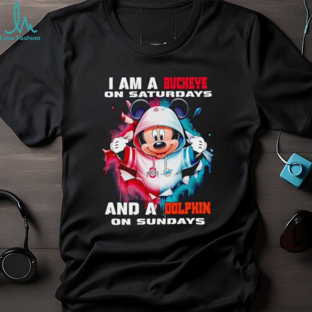 Mickey Mouse I am a Buckeye on Saturdays and a Dolphin on Sundays shirt Mickey Mouse I am a Buckeye on Saturdays and a Dolphin on Sundays shirt
