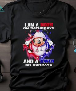 Mickey Mouse I am a Buckeye on Saturdays and a Raven on Sundays shirt