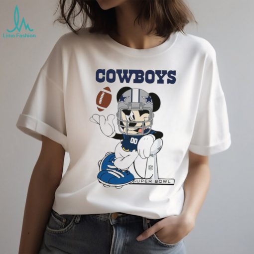 Mickey Mouse player Dallas Cowboys football NFL Super Bowl logo shirt