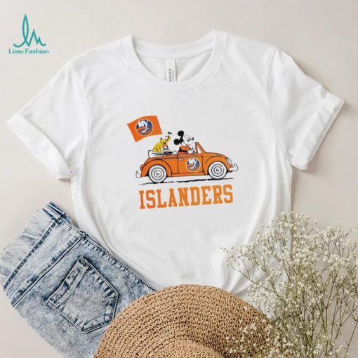 Mickey driving car New York Islanders hockey NHL shirt
