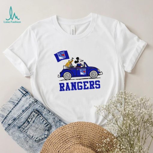 Mickey driving car New York Rangers hockey NHL shirt