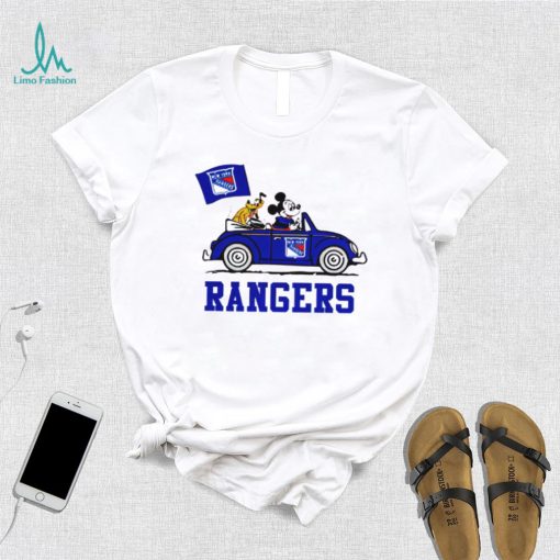 Mickey driving car New York Rangers hockey NHL shirt
