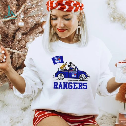 Mickey driving car New York Rangers hockey NHL shirt