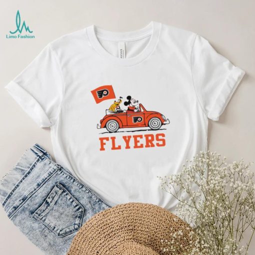 Mickey driving car Philadelphia Flyers hockey NHL shirt