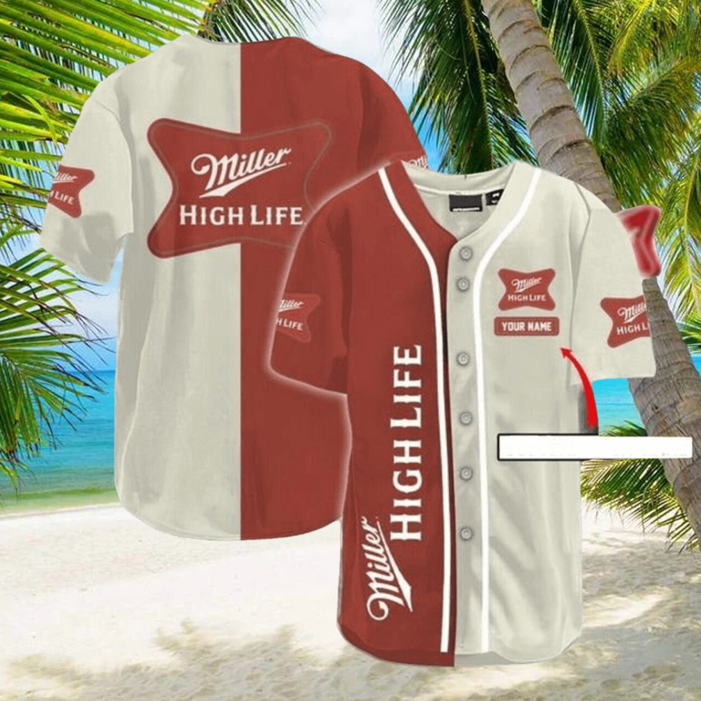 Miller High Life Custom Personalized Beer Baseball Jersey Champagne Miller High Life Custom Personalized Beer Baseball Jersey Champagne