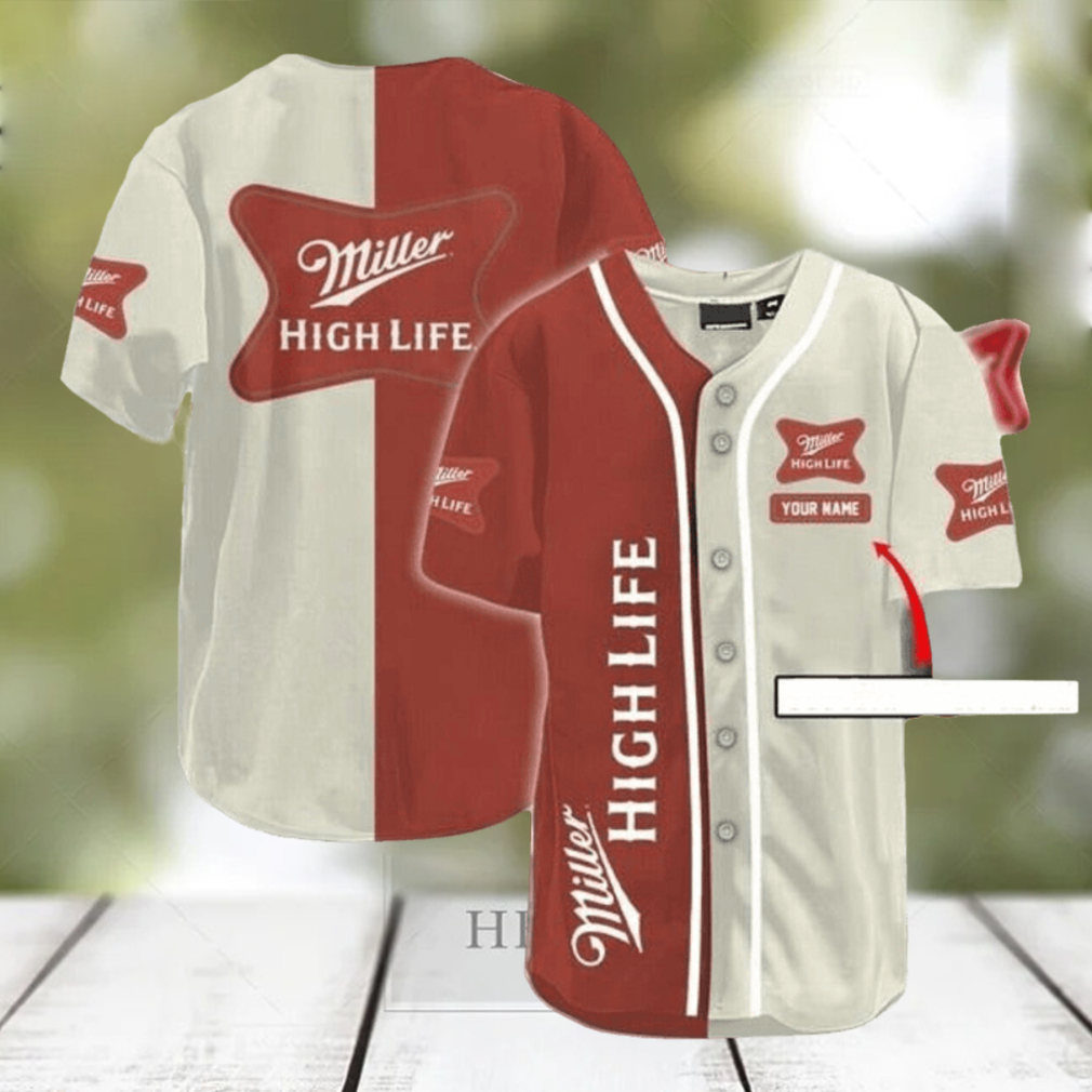 Miller High Life Custom Personalized Beer Baseball Jersey Champagne Miller High Life Custom Personalized Beer Baseball Jersey Champagne