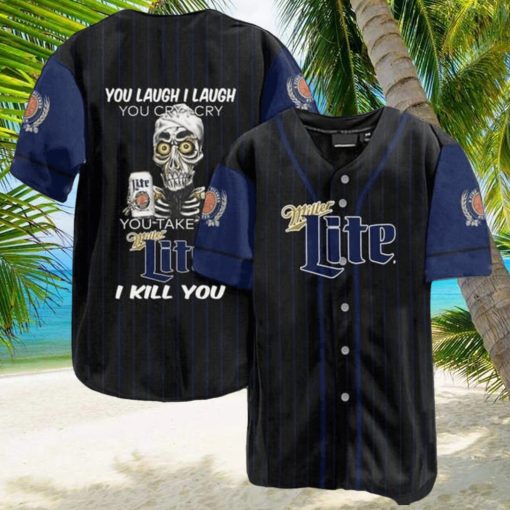 Miller Lite Beer Skull Skeleton Fan Baseball Jersey