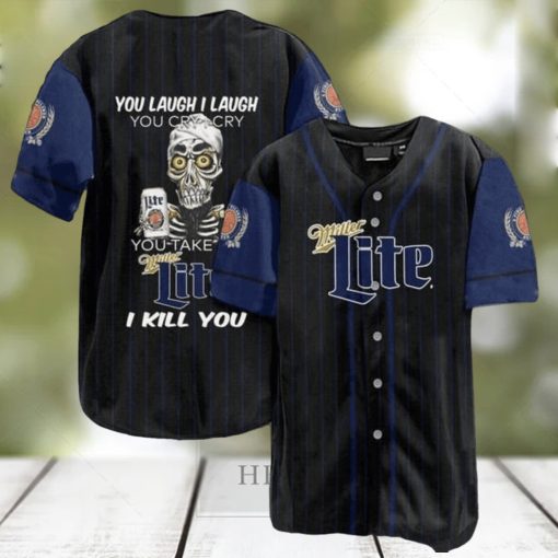 Miller Lite Beer Skull Skeleton Fan Baseball Jersey