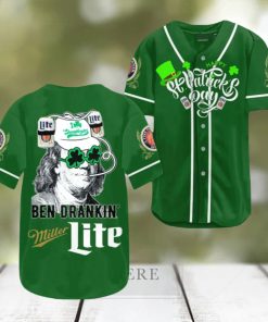 Miller Lite St Patrick’s Day Ben Drankin’ Baseball Jersey