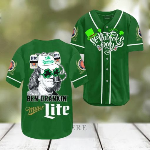 Miller Lite St Patrick’s Day Ben Drankin’ Baseball Jersey