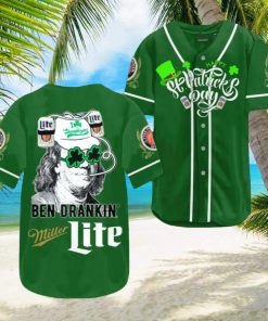 Miller Lite St Patrick’s Day Ben Drankin’ Baseball Jersey
