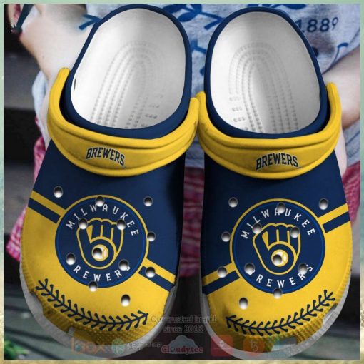 Milwaukee Brewers Yellow Navy Mlb Crocs Clog Shoes